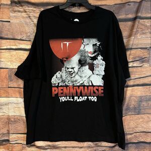Pennywise IT Clown "You'll Float Too" Horror Movie Halloween Graphic T-Shirt 2XL